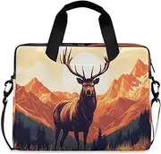 Quteprint Deer Mountains Sunset 15.6 Inch Laptop Bag Briefcase for Business, Water-Resistant Computer Bag Fits 14-16 Inch Notebook for Men Women, Office Travel Work Backpack, Multi, 40x7.5x30cm