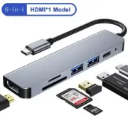 6 in 1 Type-C 4K HDMI Output USB 3.0 Adapter HUB For MacBook iPad Pro Mac PC b