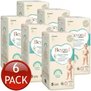 6 x Beyond Babylove Nappy Pants Size 5 Walker 12-22Kg Unisex Nappies Pad 32 Pack