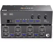 KVM Switch 3 Monitors 3 Computers 8K60Hz MLEEDA HDMI + 2* Displayport Triple
