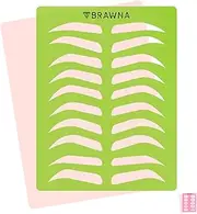BRAWNA [ Upgraded Version ] Eyebrow Practice Stencil with Microblading Practice Skin | Microblading Template for Eyebrow Tattoo | Microblading Training Supplies | PMU Kit | 10 brow Shapes