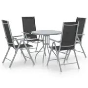 5 Piece Garden Dining Set Aluminium and Textilene Silver vidaXL