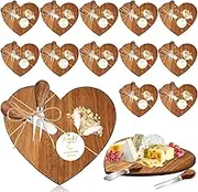 Valentine's Day Gifts Bridal Shower Favor Acacia Wooden Square Cheese Board Gift Set Cheese Knives Mini Cutting Board Bulk Set Thank you Tags Valentine's Day Party Wedding Birthday(Boho heart)