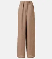 [Loro Piana] Loro Piana Valerio high-rise linen wide-leg pants AU 6 brown