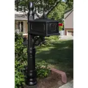 Mailbox with Post Large Black Gibraltar Stratford Victorian Craftsman Rust Proof