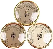 Wall-Mounted Barometer Thermometer Hygrometer, 7.2x7.2cm Wireless Weather Station for Home Use, Gold Finish