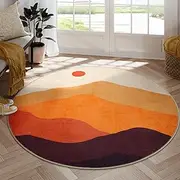 Sungea Round Rugs for Living Room, 6ft Circle Rug for Bedroom Non Slip Washable Dining Room Rug, Stain Resistant Nursery Rug Soft Circular Carpet for Dorm Playroom(Orange)