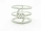 Platinum Sterling Silver White Sapphire Pave Eternity Design Love Knot Band Ring