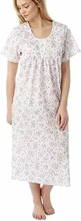 [iTRONiK] NEW Ladies Floral Poly Cotton Nightdress Nightie Size 10-30 Plus Size Pink Lilac or Blue