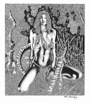 1970s original sword and sorcery fanzine art by MIKE ROMESBURG.