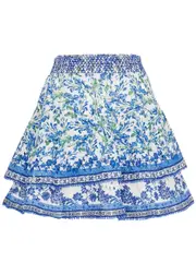 Alice + Olivia Crawford Floral-print Cotton Mini Skirt - Blue - M M
