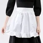 Dual Pockets Waist Apron European Style Kitchen Apron Cooking Half Apron Women