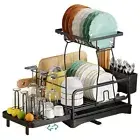 Expandable Dish Drying Rack Large, 2 Tier Dish Drainer for Kitchen Counter