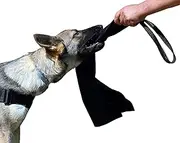 Dingo Gear Leather Bite Rag with 1 Handle Prey Drive Dog Training Tug Black 65 cm S00487