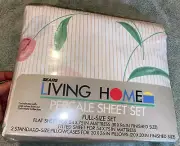 NOS Sears Living Home Percale Full Size Sheet Set - Tulip multicolor NEW