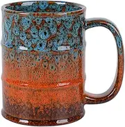 Blue and Brown 20 oz Ceramic Coffee Mugs - Large, Dishwasher and Microwave Safe, Perfect for Office and Home