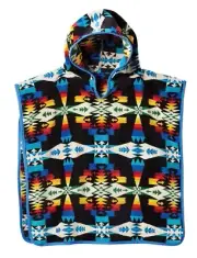 NWT Pendleton Tuscon Black Kid's Jacquard Hooded Towel 24"x24"
