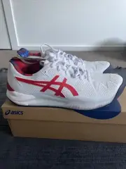asics gel resolution 8 Clay L.E White Red US12.5 Tennis Shoes