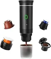AceHQ Portable Electric Coffee Maker for Camping Car Travel Self-Heating USB Rechargeable Espresso Machine Compatible with Capsules & Ground Coffee (12V)