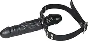 Amazing Adullt Funny Toy Massager Waterproof adullt Toy Double Cock can Lock The Real Penis Gag, Adjustable Leather Strap Mouth Gag, SM Dildo Gag