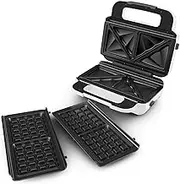 Tefal SW7011 Snack XL Sandwich Maker & Waffle Iron, 2 Non-Stick Plate Sets, Extra Deep Shape, Plates are Dishwasher Safe, Includes Recipe Book, 850 W, 27.6 x 23.8 x 9.8 cm