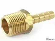 5/16" Barb x 3/8 NPT Male Brass Hose Fitting Air Gas Fuel Water Interstate FM65