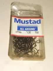 MUSTAD 100 Count Wide Gap #37140-1/0-100 BRONZE HOOKS 100 Total Hooks NIP