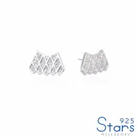 在飛比找momo購物網優惠-【925 STARS】純銀925微鑲美鑽幾何蕾絲花片造型耳釘