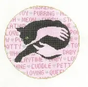 Blue Moon Kitty Cuddle Round Handpainted Needlepoint Canvas