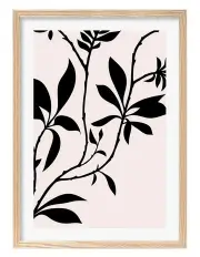 [Profile Australia] Silhouette Branch Leaves Day Art Print A1 Frame in Natural