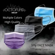 3Ply ASTM Level 1 Protective Face Mask Colored Covering 10/30/50/100 PCS