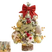60cm Tabletop Artificial Christmas Tree with Hanging Ornaments Xmas Ball Desktop Decor for Home Dining Table-Gold