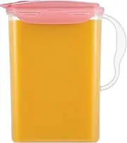 LocknLock Aqua Fridge Door Water Jug with Handle BPA Free Plastic Pitcher with Flip Top Lid Perfect for Making Teas and Juices, 3 Quarts, Pink