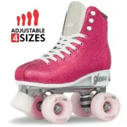 Crazy Skates GLAM Size Adjustable PINK Glitter Quad Rollerskates - Girls Roller