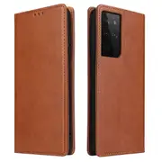 For Samsung Galaxy S21 Ultra Case Leather Flip Wallet Folio Cover Brown