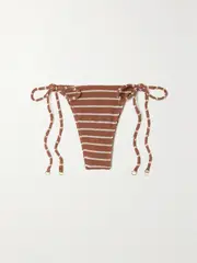[Faithfull] Faithfull - Andrea Striped Textured Bikini Briefs - Brown - x large x large Brown