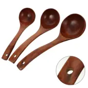 3 Pcs Wooden Spoon Serving Set Table Spoons Baby Long Handled Kitchen