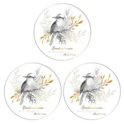 3PK LMD Kookaburra Ceramic Surface Protector Trivet Decor Round 25cm Black/White