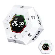 Pomodoro Timer Hexagon Visual Flip Electronic Timer with LED Digital Display-White