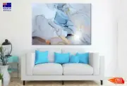 Blue Gold Abstract Painting Wall Canvas Home Decor Australian Made Quality