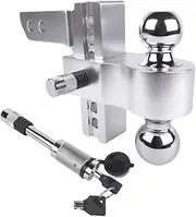 Trailer Hitch Fits 2-Inch Receiver, 6-Inch Drop/Rise Drop Hitch 12,500 LBS GTW Tow Hitch, 2" And 2-5/16" Hitch