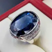 Unique 3.4 Oval Cut Simulated Blue Topaz Men's Wedding Ring Silver 925