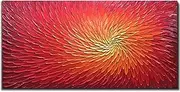 Amei Art Paintings,24X48 Inch 3D Hand-Painted Artwork Abstract Flowers Pictures On Canvas Red Art Wood Inside Framed Hanging Wall Decoration Abstract Painting (Fiery Red)