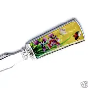 MOP Yellow Floral Design Stainless Steel Sword Knife Hand Envelope Letter Opener