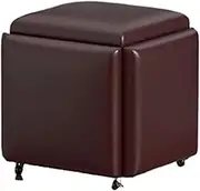 Stackable Sofa Chair Stool Combination, in 1 PU Leather Sofa Chair Stool, 18in Seating Cube with Swivel Casters Stackable, Dressing Chair for Living Room Bedroom (Color : F)