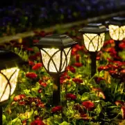 6 Pack Solar Pathway Lights Warm White Unique Design Outdoor Garden Decor
