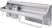 Wall Mounted Kitchen Organizer Rack, Multipurpose Condiment Rack Storage Shelf For Store Forks, Spoons, Chopsticks, And Even Toothbrushes, Cups, Condiments, Cans And Jars