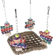 VICASKY Cute Bird Swing Hammock Birdcage Accessory Perch Stand for Parakeet Parrot Climbing Toy Fun Decorative Hanging Toy