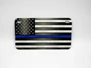 THIN BLUE LINE AMERICAN FLAG MOTORCYCLE BIKE ALUMINUM LICENSE PLATE ACCESSORIES