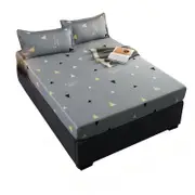 3pcs Bedding Set Printed Fitted Bed Sheet Mattress Protector and Pillowcase Gray-Triangle (Double)